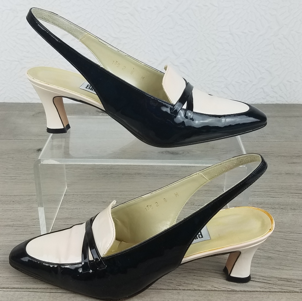 Bill Blass sling back patent leather pumps